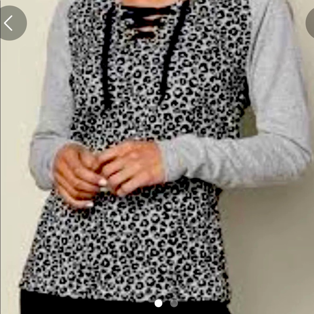 Black And Gray Venus Leopard Print Hoodie XL NWOT